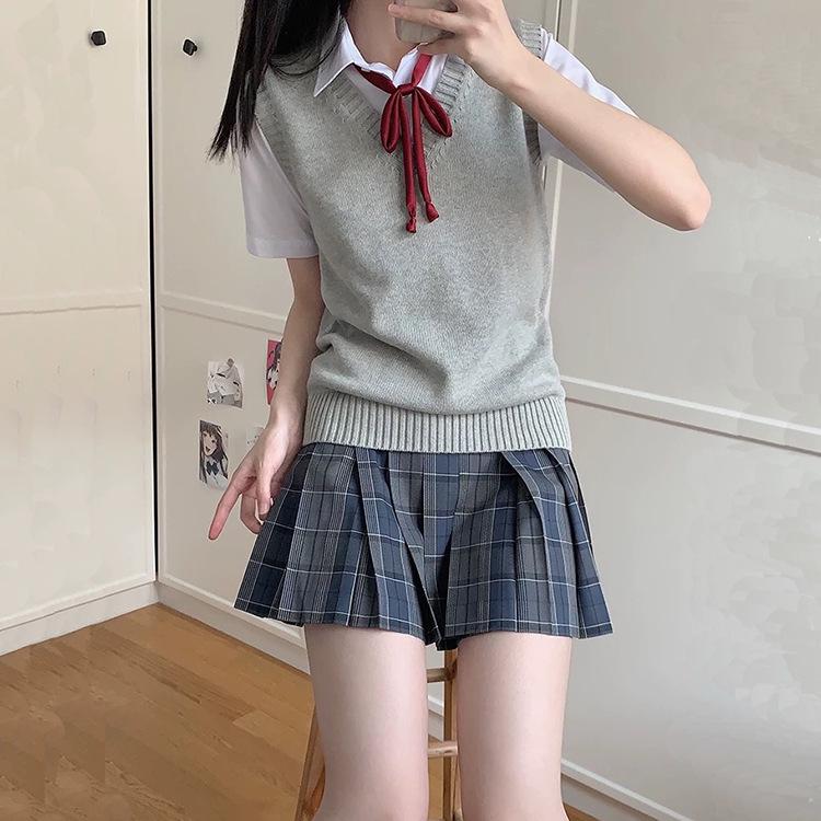 Unisex V-Ausschnitt College-Stil Strickweste - Ärmellos, Einfarbig, Vielseitig