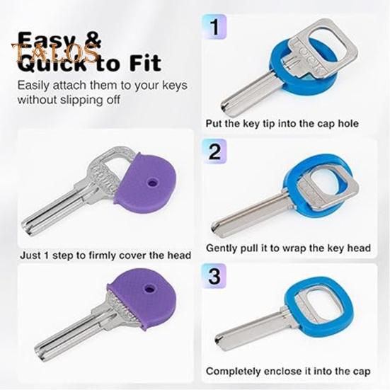24/32/40 Pcs Colored Key Caps Flexible Round Rubber Key Covers Semi-circular Key Tags Identifiers for House Keys Non Odd-Shaped Keys
