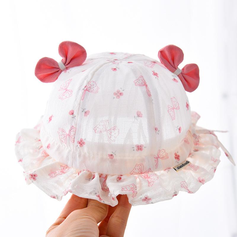 Spring Baby Bucket Hat With Cute Bow Unisex Infant Windproof Sun Hat Adjustable Brim For Newborns And Toddlers