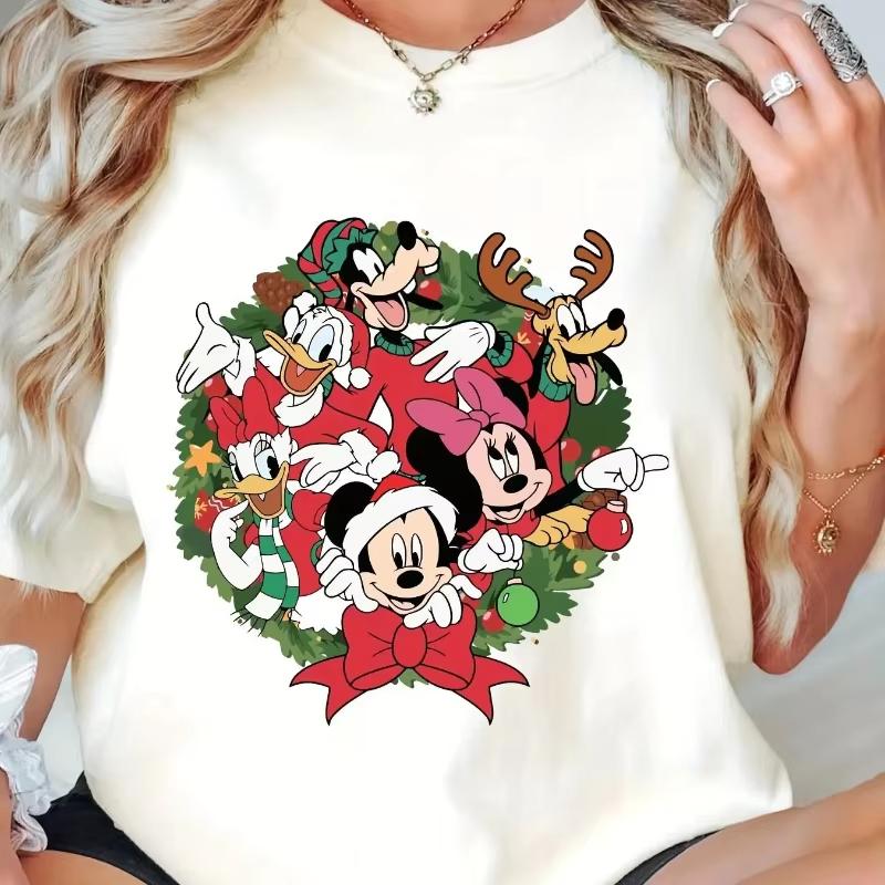 

Mickey Minnie Christmas Classic Tshirt Donald Duck Goofy Shortsleeved Round Neck Is Suitable for Everyday Wear S