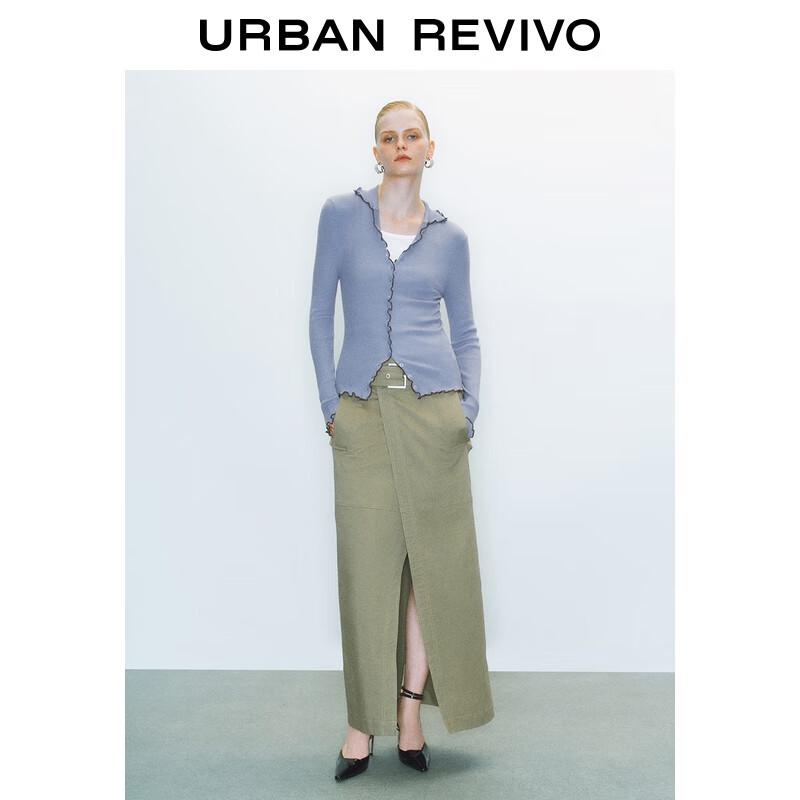 

Женский вязаный кардиган UR с контрастной отделкой рюшами L