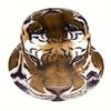 A Stylish Lightweight Fisherman'S Hat Featuring a Full Tiger Pattern Perfect for Outdoor Sun Protection