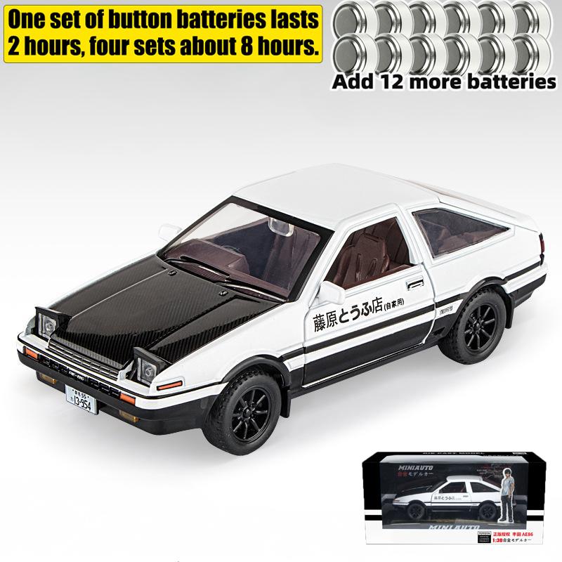 Initial D 1/30 Toyota AE86 Truend JDM Sports Car Alloy Diecast Metal Model Car Sound & Light Jump The Light Collection Hobby Boy