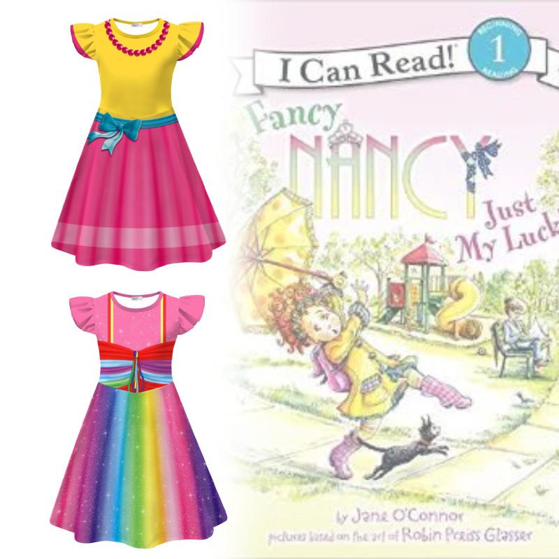 Halloween Fancy Nancy Cosplay Girl Dress With Ruffled Sleeves For Kids Party Fun