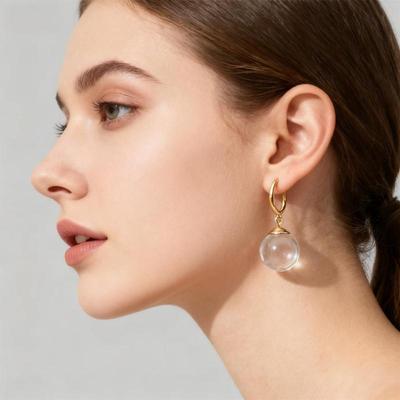 Simple  Spherical Glass Dangle Earrings For Women Accessories Gift Hoop Earrings Party Jewelry Gift