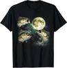 T-shirt Vintage Pescatore Pesce Persico che Ulula alla Luna