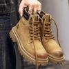 Mode Outdoor Leder Herren Slipper Stiefel Plateau Schuhe Luxusmarke Herren Winter Plüsch Schneestiefel Mode Allround Herren Motocross Stiefel