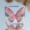 Charm Female Rainbow Butterfly Stone Adjustable Open Ring Gold Silver Color Cute Gift Wedding  For Women