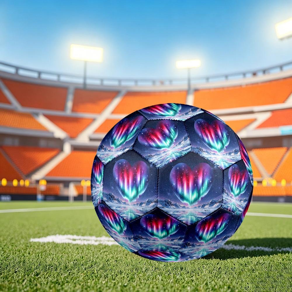 1pc Heart Aurora Size 5 Soccer Ball Professional Match Training Football Indoor &Outdoor Sports Ball Training Ball Lightweight Durable y8 Size 5