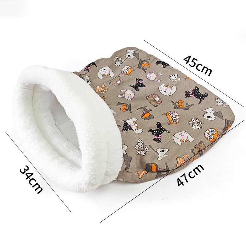 

Портативный осенне-зимний утепленный спальный мешок для домашних животных из овечьей шерсти, теплое гнездо для кошек, полузакрытое гнездо для собак, товары для животных, подарки as the picture