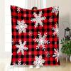 Christmas Snowflake Buffalo Plaid Fabric PanelBlanket Flannel Throw Blanket for Sofa, Bed, Travel, Camping, Office, Couch, Chair, And Bed Gi
