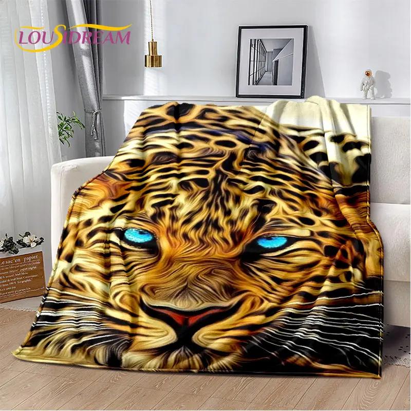 3D-Cartoon-Tiger, Wolf, Löwe, Leopard, Tier, Plüschdecke, Flanelldecke, Überwurf, Decke für Wohnzimmer, Schlafzimmer, Bett, Sofa, Picknick