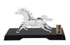 Glass Square Good Fortune Charm: Running Glass Horse (Small) - Symbolizing Vitality, Drive, and Energy To Enhance Success. Transparent with Display St