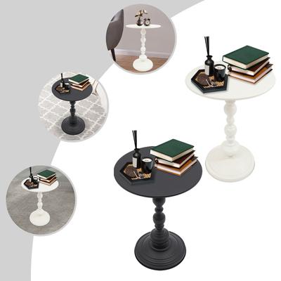 Round Carbon Steel End Table,White/Black Floor Standing Sofa Side Table 40*52cm for Bedrooms,Living Rooms