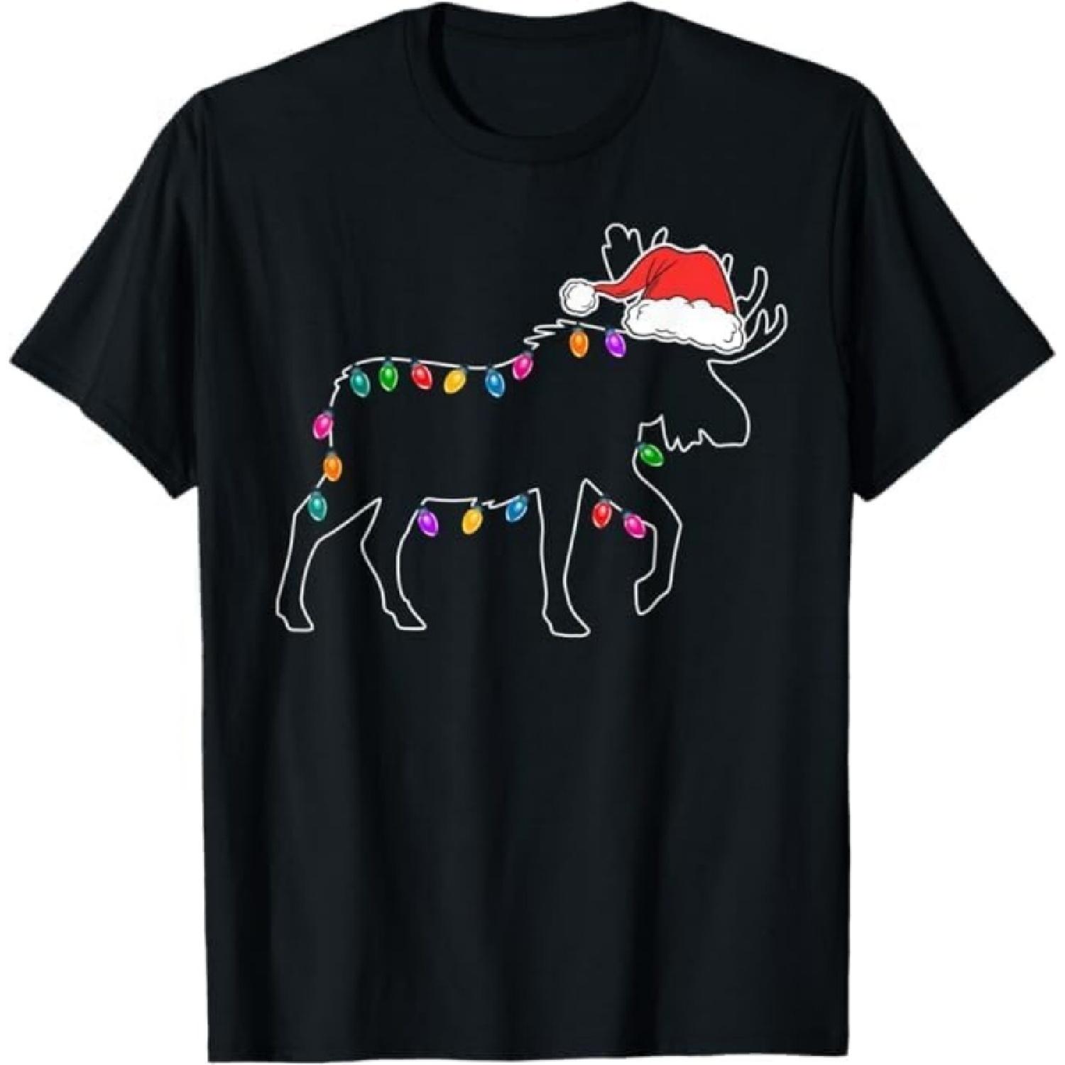 Santa Moose Christmas Light Funny Xmas Moose Christmas Ideas T-Shirt TRU Mens Womens Tank Top Sweatshirt Hoodie Longsleeve Black S