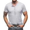 2024 Summer New Simple Fashion Men's Short Sleeve T-shirt Solid Round Neck Button Trendy Korean Casual Versatile Cotton Thin Top