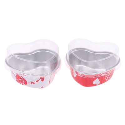 10 Adet/Takım 100Ml Kalp Şekilli Alüminyum Folyo Kek Kapları Kapaklı Pişirme Tepsileri