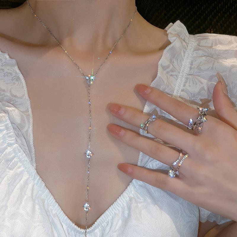 Elegant Waterdrop Zircon Necklace - Luxury Clavicle Jewelry for Women