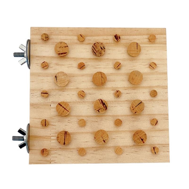 Bird Toy Parrot Pecking Toy Birdcages Block Grinding Foraging Cork Toy Small Medium Bird Cage Wood Puzzle for Conures