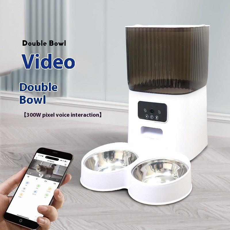Automatic Pet Feeder Cat Food Dispenser Timed Portion Control Voice Remote Wifi Camera Smart Feeding Device for Home and Travel