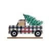 3pcs/set DIY Christmas Wooden Car Decorations Grid Style Cartoon Xmas Truck Desktop Ornament Dwarf Colorful