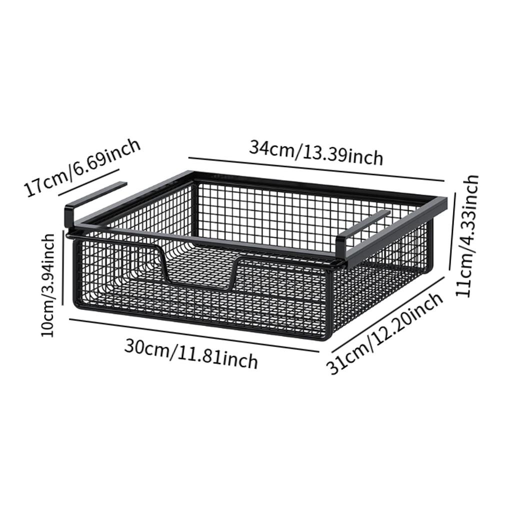 Wire Mesh Storage Basket Organizer Home Decoration Hanging Pullout Drawer for Dining Room Counter Bedroom Under Desk Pantry