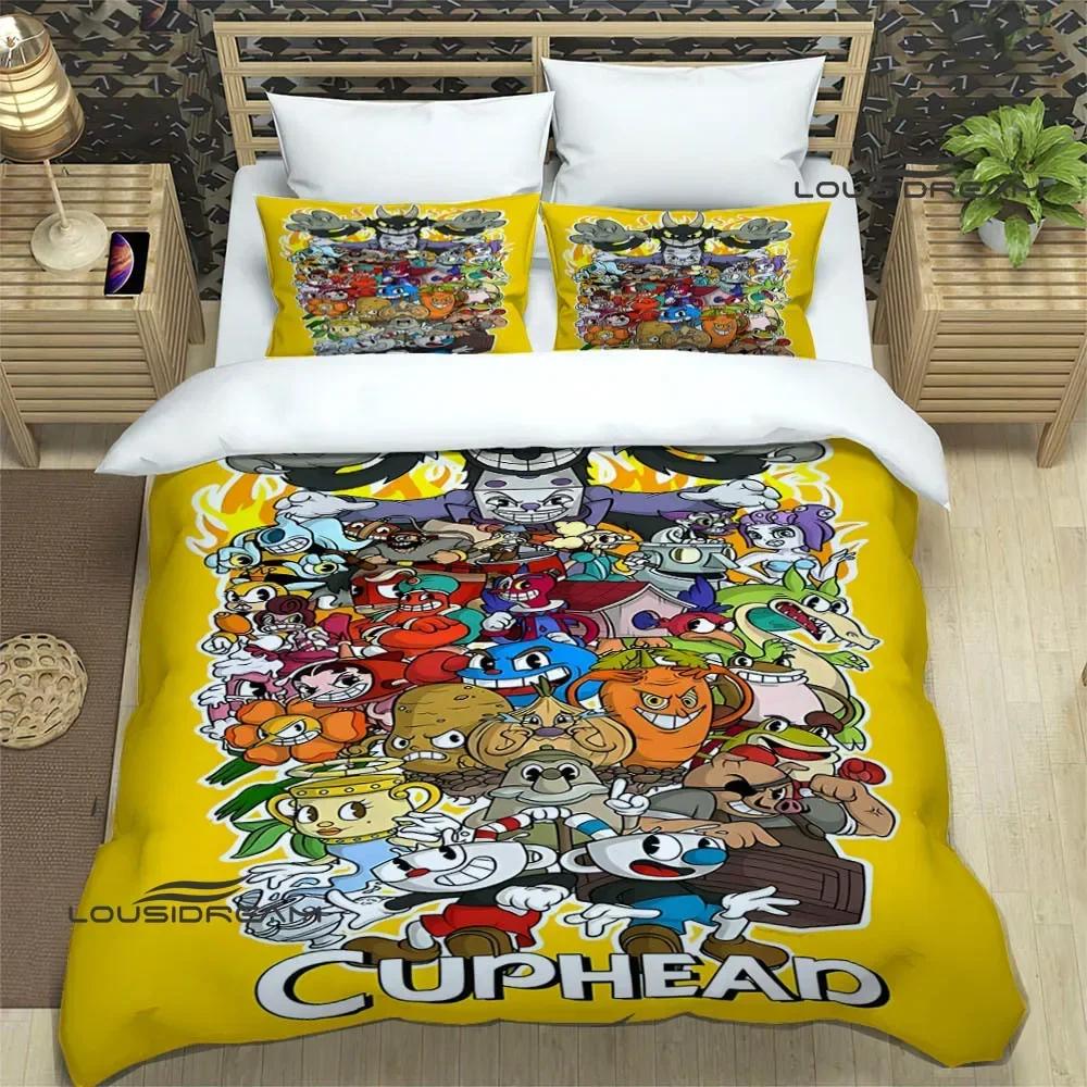Cuphead Cartoon Printed Bedding Sets Exquisite Bed Supplies Set Duvet Cover Bed Comforter Set Bedding Set Luxury Birthday Gift