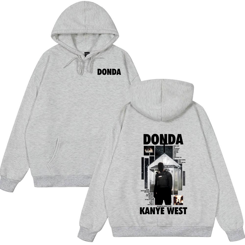 Rapper Kanye West Donda Stampa Double Sided Felpa con Cappuccio Uomo Donna Top Hip Hop Moda Musica Pop Abbigliamento Felpe Oversize Vintage da Uomo