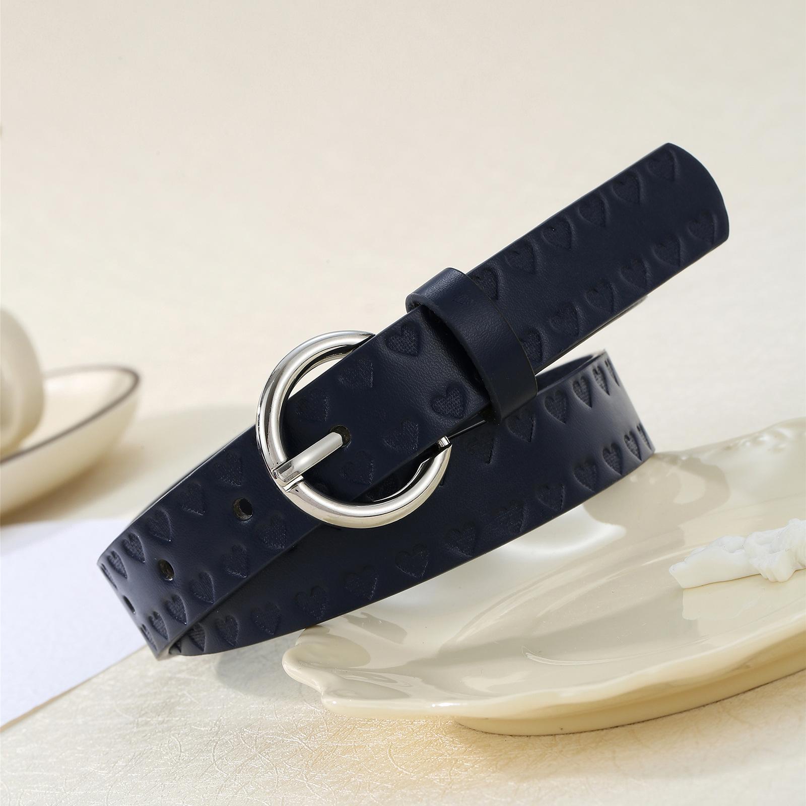 

Детский ремень с рельефной пряжкой D-образной формы из сплава, простой повседневный ремень с узором «Любовь» 83CM