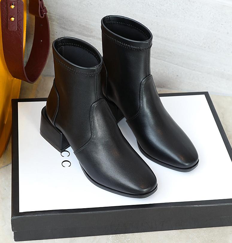 Large Size 32-43 Square Heel For Women Boots Fashion Suede Ankle Boots Women Shoes High Quality Zipper High Heel Boots Woman