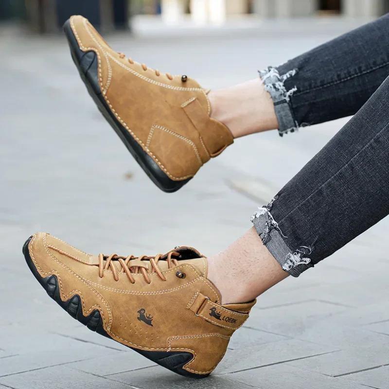 Men's Boots Casual Fashion Luxury Designer Soft Sole Waterproof Mens Loafers New Trend High Quality Couple Lace Up Hiking Shoes