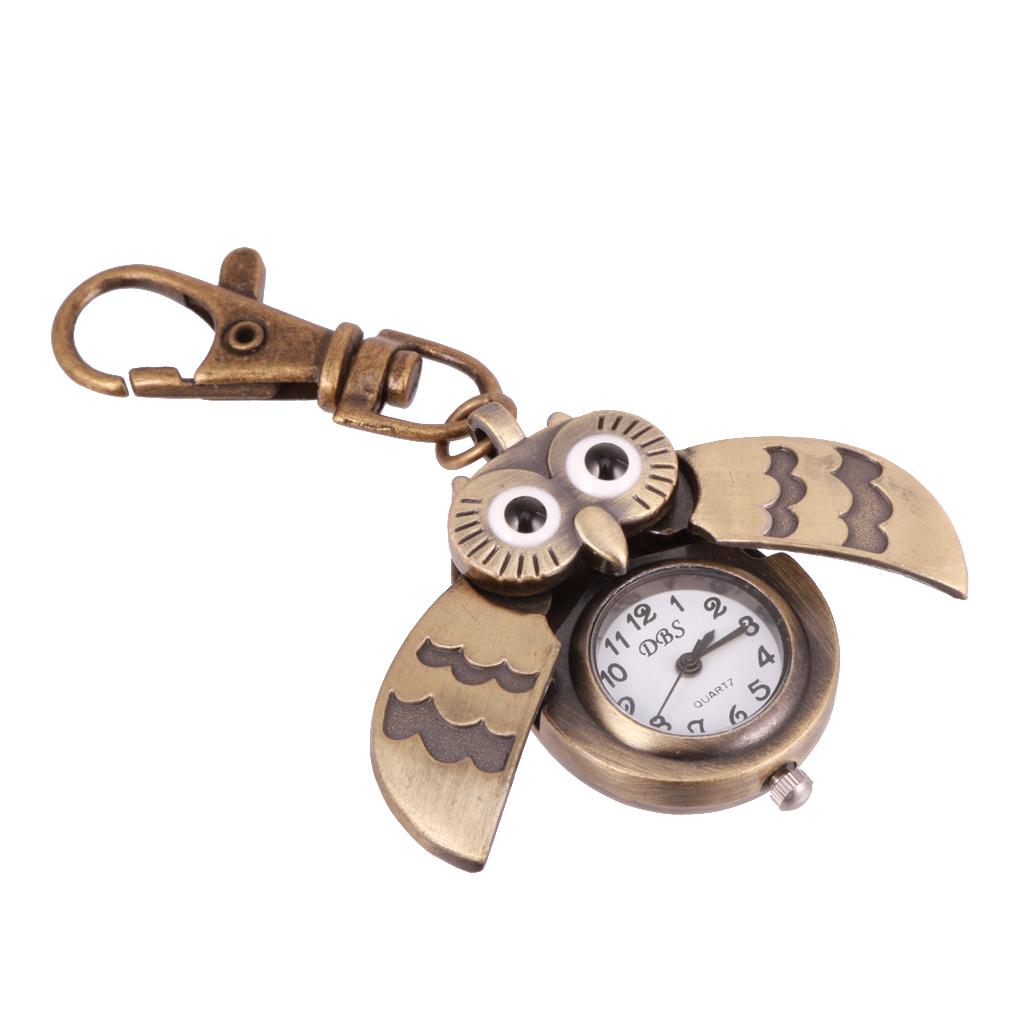 Cartoon Cute Owl Pocket Watch Double Open Electronic