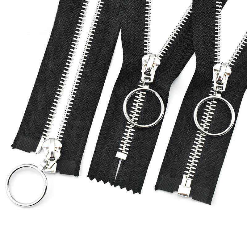 Platinum No. 5 Metal Zipper with Pull Tab & Round Ring for Jackets