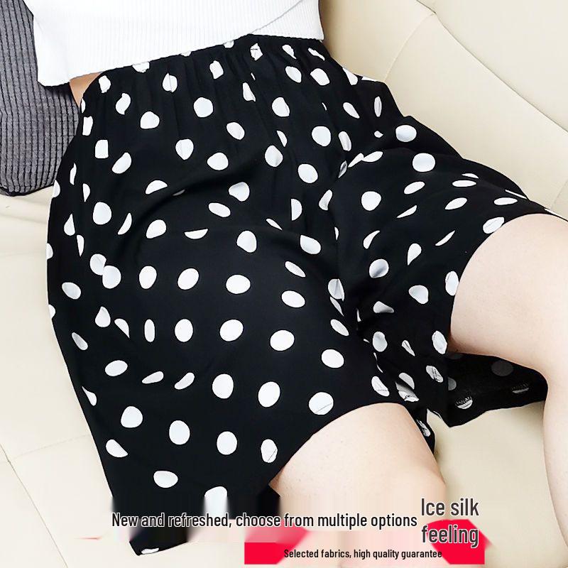 Pantaloncini Pigiama Estivi da Donna Taglie Forti in Seta Ghiacciata - Larghi, Sottili, di Media Lunghezza, Gamba Larga per Comfort