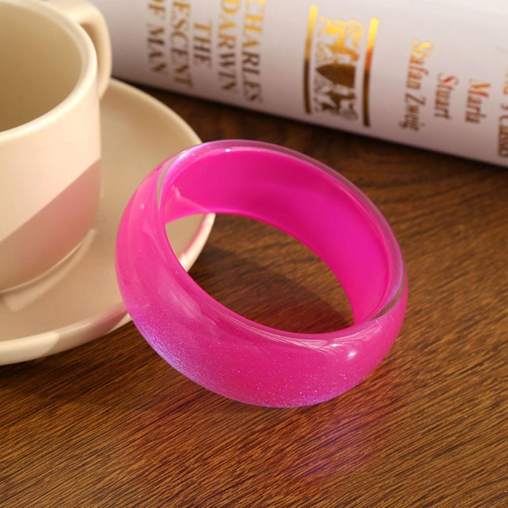 Geometric Design Irregular Wide Bracelet Glitter Big Round Transparent Hand Ring  Gift