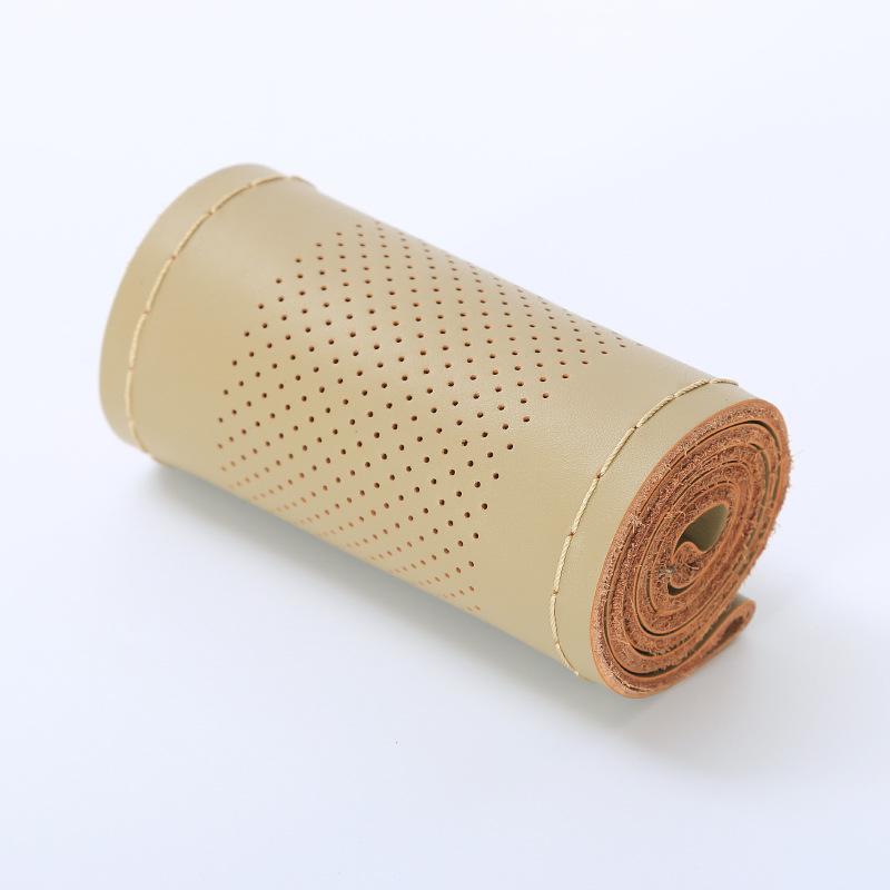 Universal Genuine Leather Steering Wheel Cover, Hand-Stitched, Breathable, All-Season, Fits All Vehicles