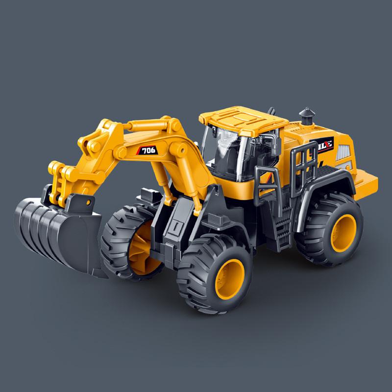 Excavator Plastic Simulated Bulldozer  Roller Forklift Children Toy Car Inertia