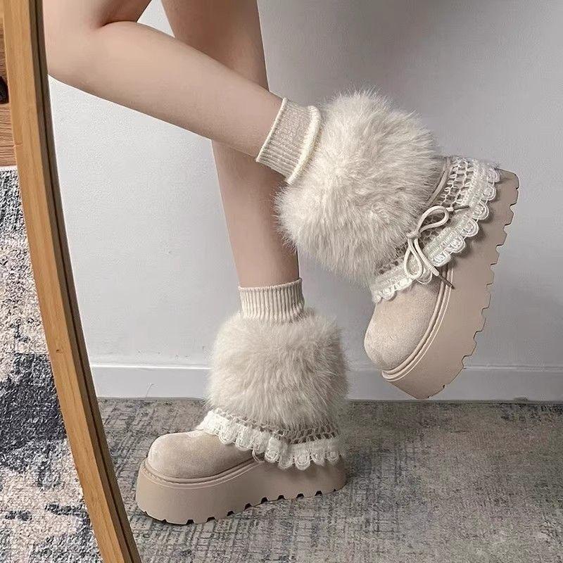 Popular snow boots women's models, new models in winter, piled and thickened women's shoes, thick soles increase the tide of Northeast cotton shoes