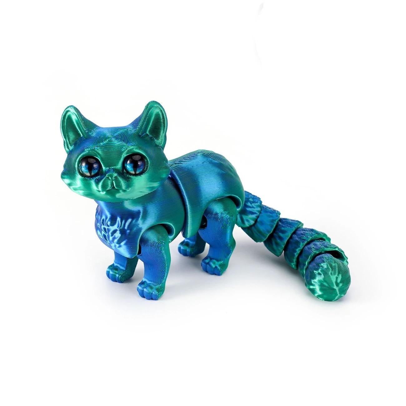 

6.3/4.72 inch 3D Printed Cute Cats Movable Joint Fidget Toys Stress Relief Decompression Desktop Ornament Kid Toy for Kids Gift 12cm