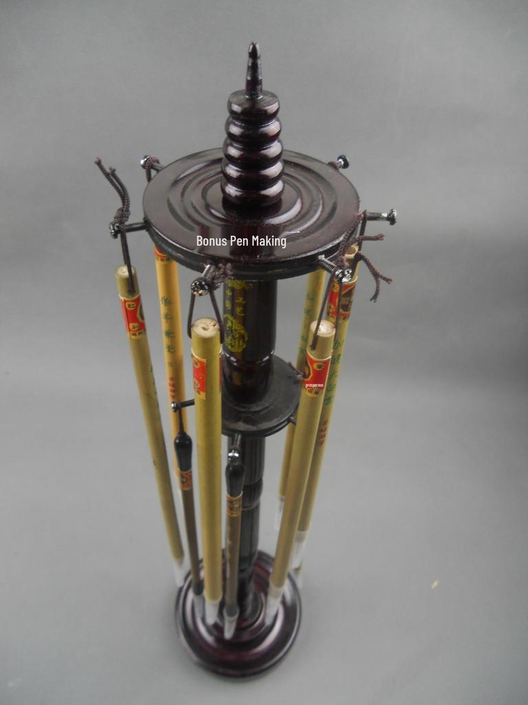 Wooden Rotating Double Ring Pen Holder with 12 Slots – Perfect for Gifting & Personal Use Calligraphy Brush Stand