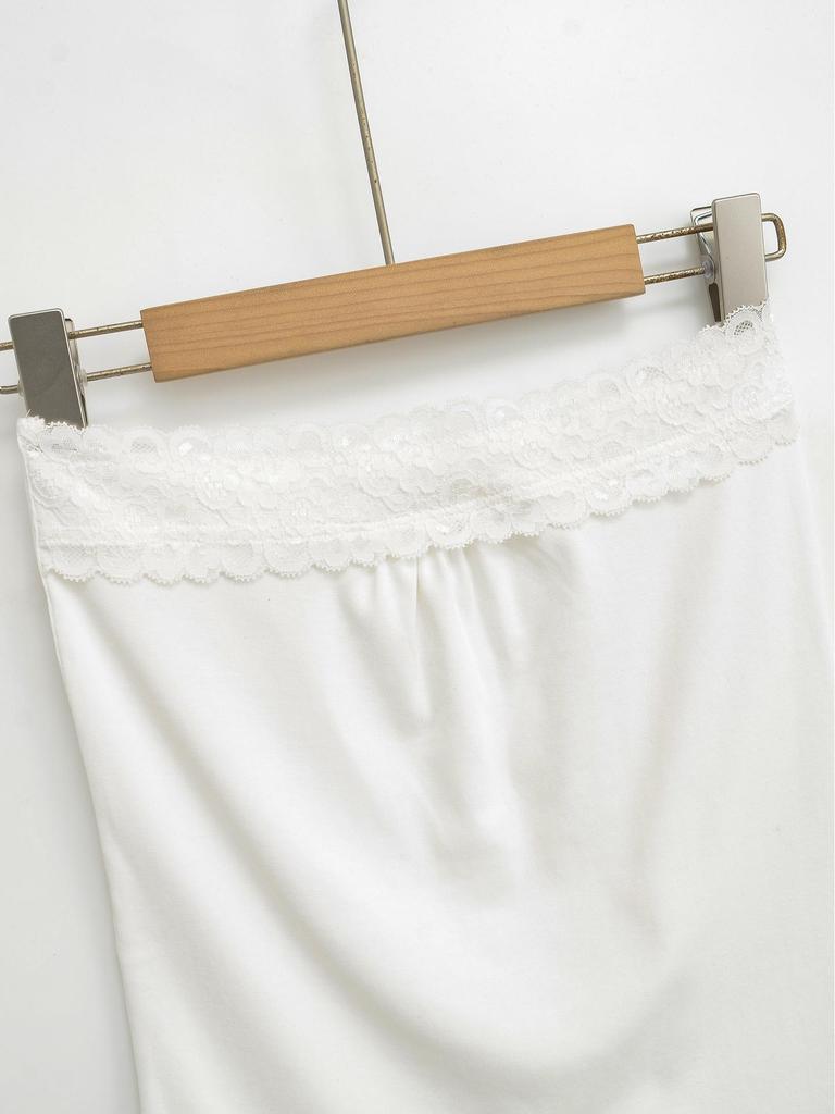 European Style White Lace Off-the-Shoulder Bandeau Top