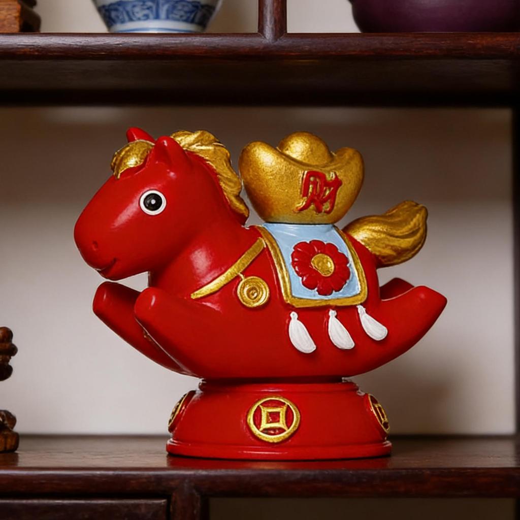 Glückspferd Statue Drehbar Harz Dekor Für Reichtum 2026 Jahr des Pferdes Chinesische Neujahrsdekoration Für Zuhause Büro