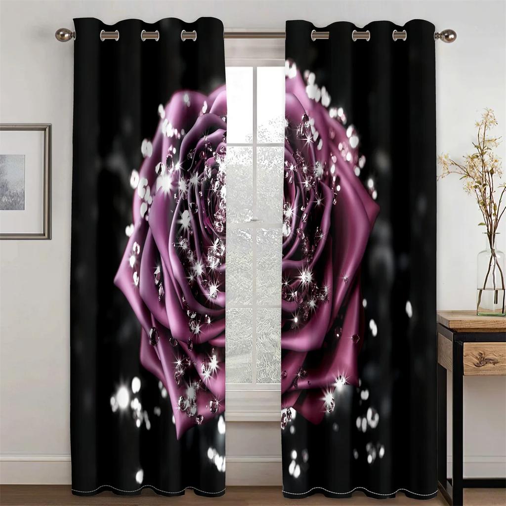Vintage Floral Fashion Print Curtains, Rod Pocket Curtains, Bedroom, Study, Living Room Decorative Curtains, Can Be Customized