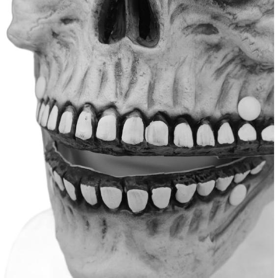 ZJchao Latex Full Head Skull Mask, Movable Jaw Talking Skeleton Mask, Professional Halloween Haunted House Cosplay Masks, Adjustable Horror Costume