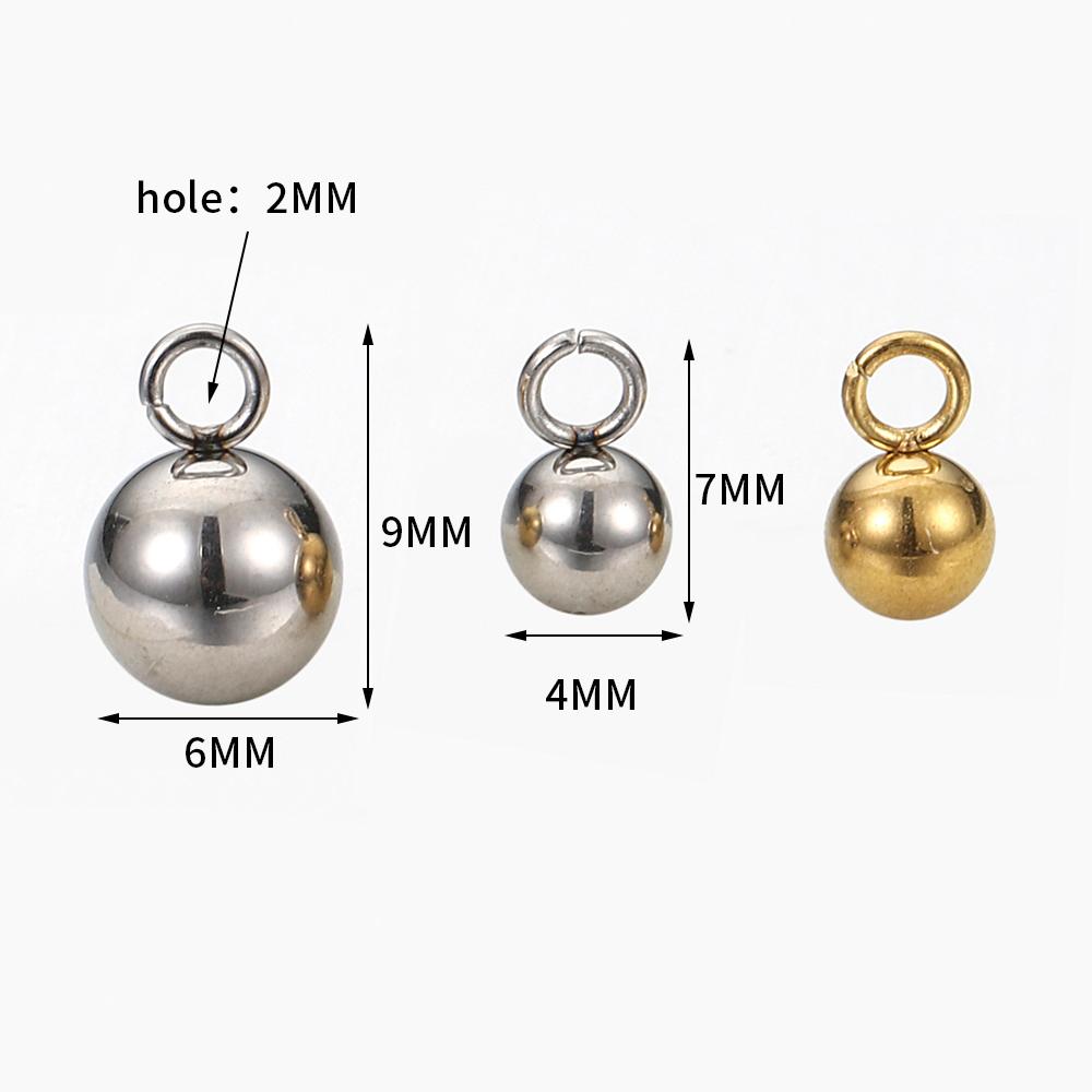 20-40pcs Stainless Steel Beads Solid Ball Charms for Necklace Bracelet Jewelry Making DIY Earrings Gold Bead Pendants