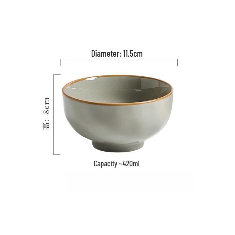 ZISIZ Modi Grey Ceramic Rice Bowl Set