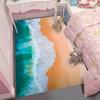 3D Shallow Sea Carpet with Starfish Shells and Clear Water Kids Room Mat Non-slip Decorative Rug Home Decoration