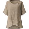 Tunic top da donna asimmetrico a maniche corte con girocollo, camicetta colorata