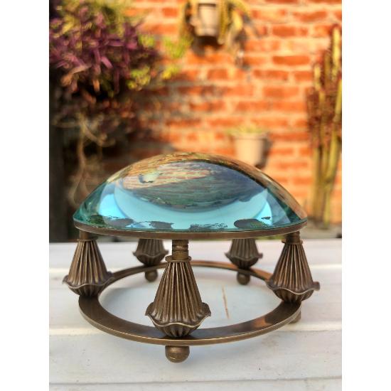 Antik Vintage Messing 4" Lupe Briefbeschwerer Lupe Tischplatte Geschenk