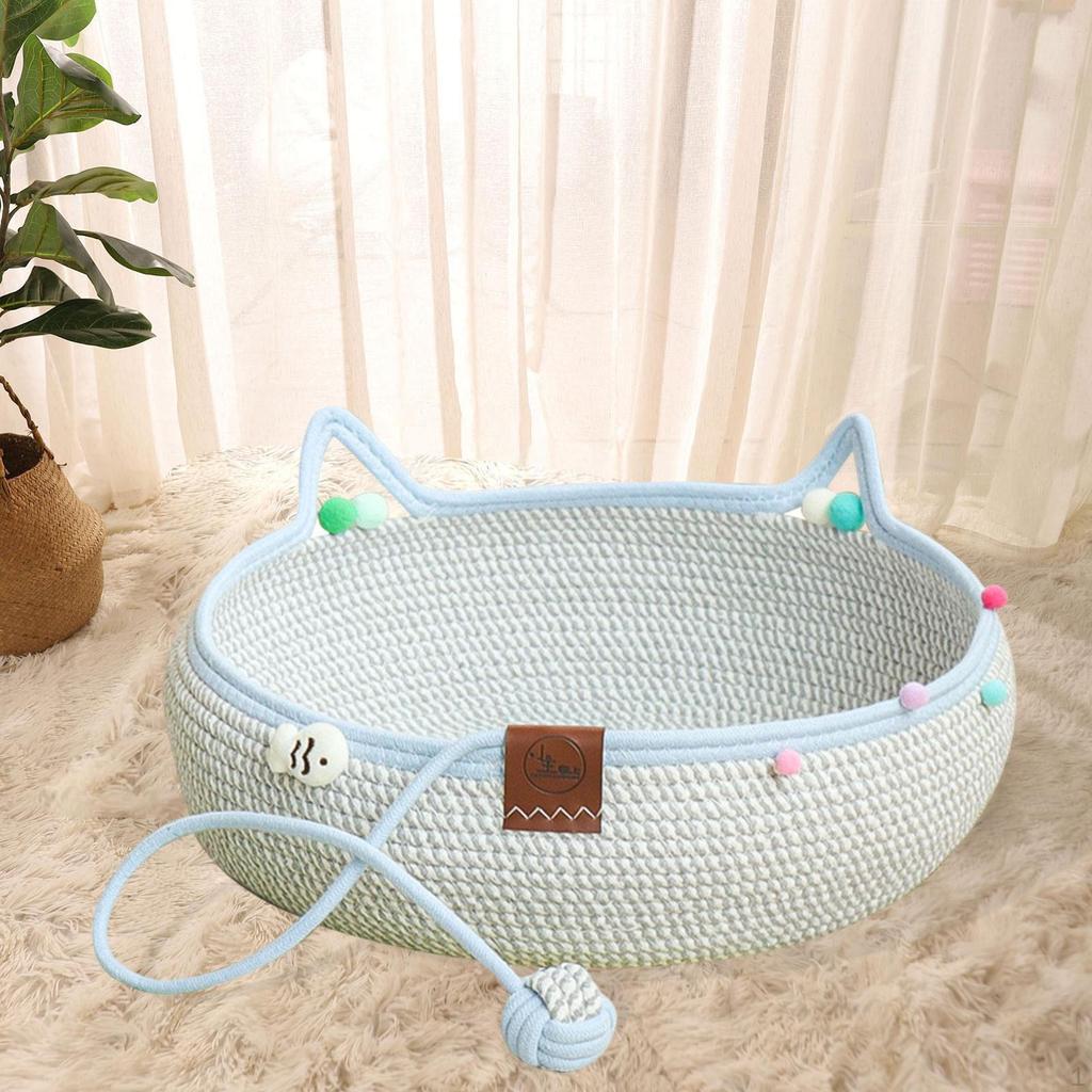Cat Bed Basket for Small Pets with Scratch Mat And Washable Features
